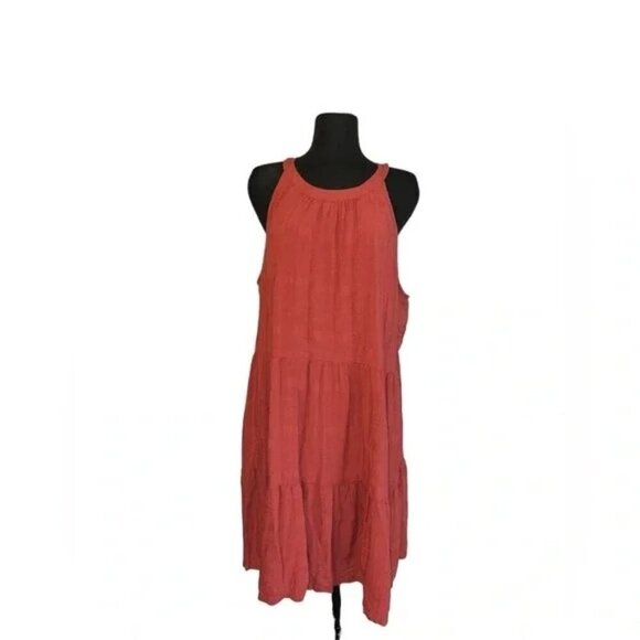 OLD NAVY Coral  Sleeveless Tiered Swing Midi dress  - Plus Size 2X - Picture 5 of 5